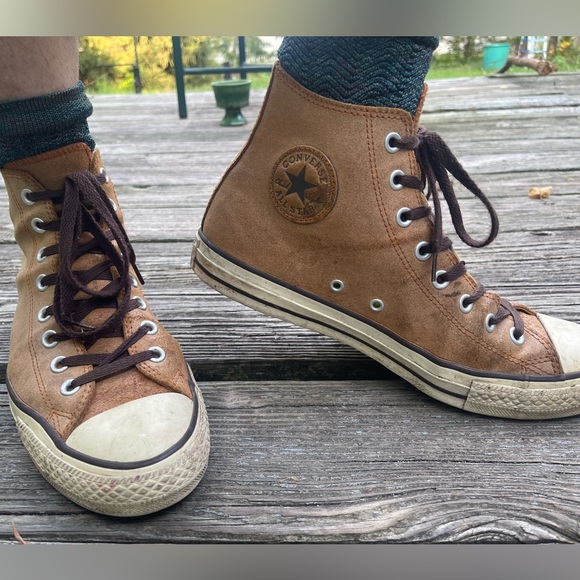 Converse Chuck Taylor All Star 'Auburn' Leather High Top Sneakers - Men's 9 - Picture 3 of 15